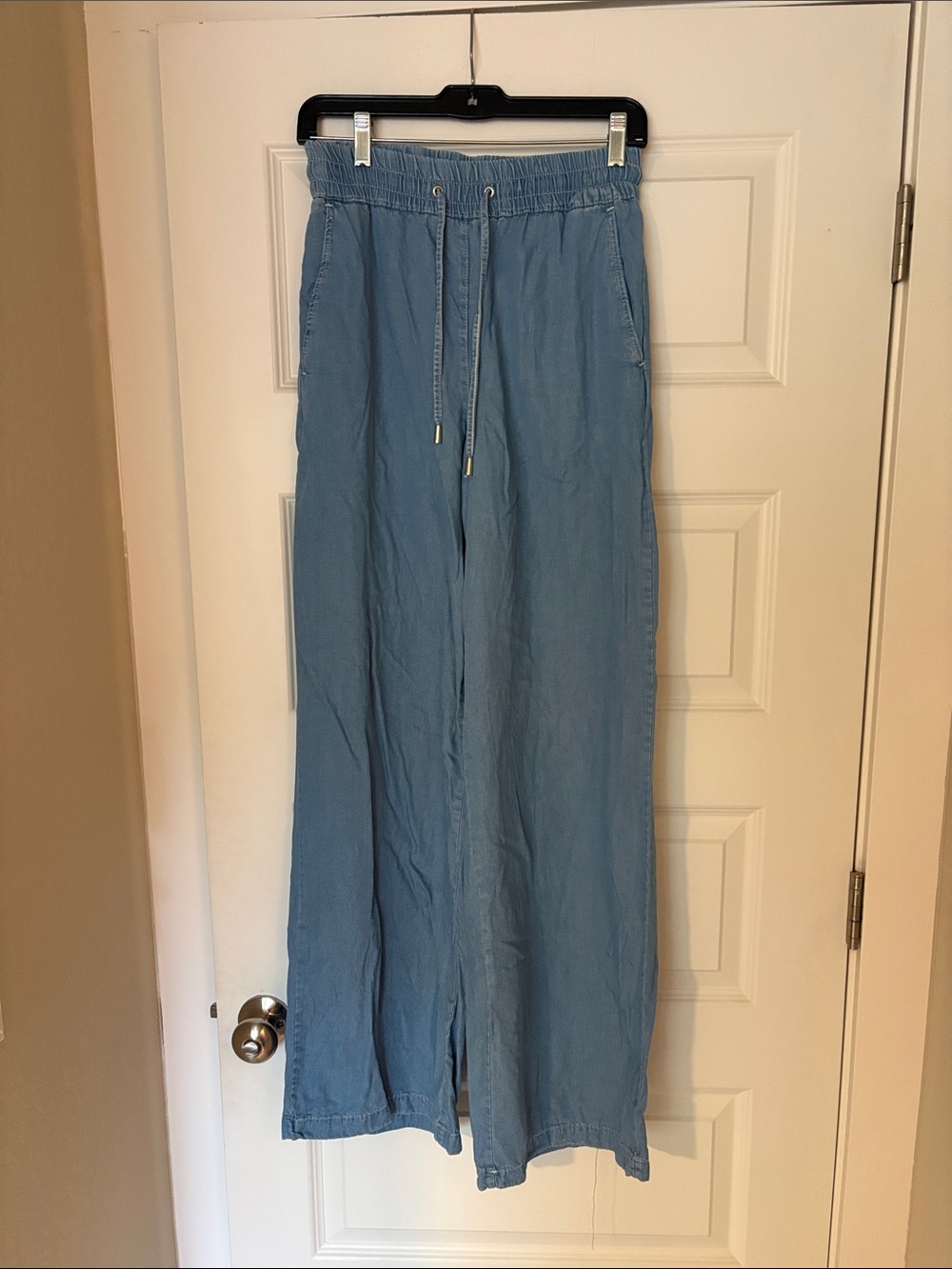 Zara Pale Blue Elastic Waist Pants